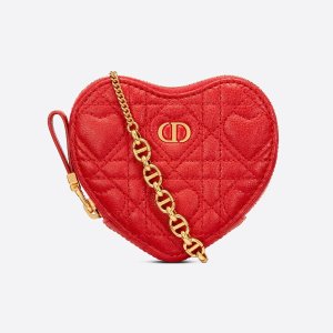 Dior 2023 情人节限定 红色宝石跟珍珠搭配 太米了 小羊皮钱包