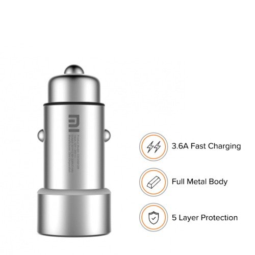 Mi Car Charger 3.6A Fast Charging Metal Style - SILVER