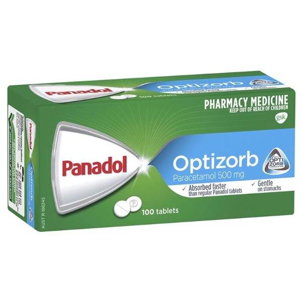 with Optizorb Paracetamol Pain Relief Tablets 500mg 100