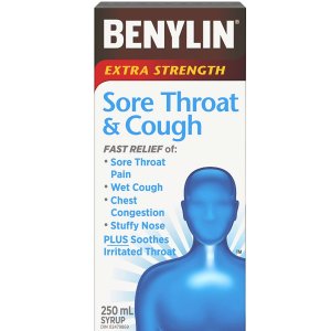 Benylin 强效止咳糖浆250mL 缓解喉咙痛和湿咳