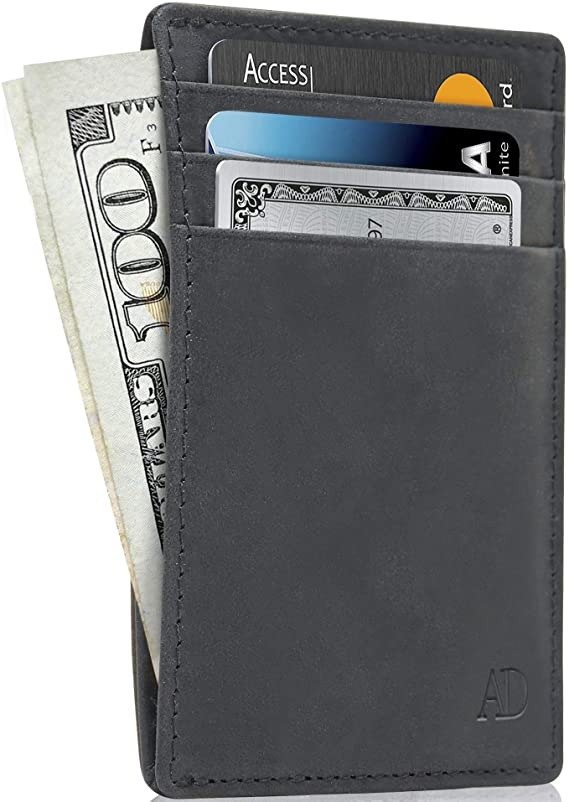 Slim Minimalist Wallets For Men & Women - Leather Front Pocket