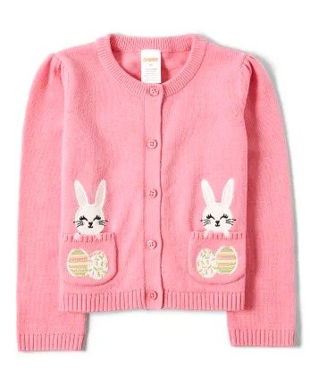 女童可爱小兔子粉色针织开衫