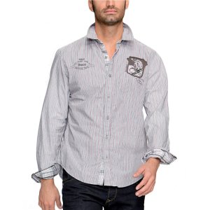 西班牙潮牌~DESIGUAL 男士条纹休闲衬衫（XL）