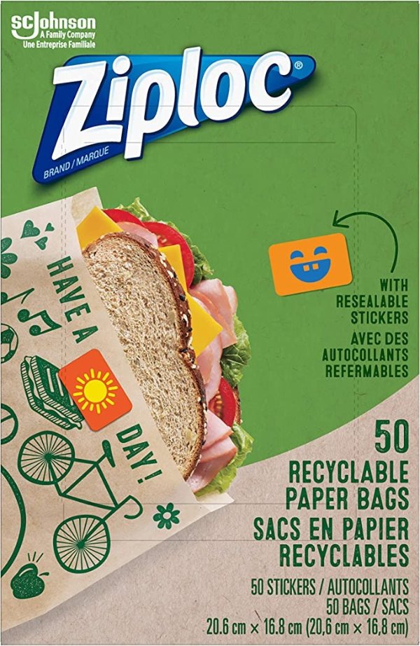 纸质三明治/零食密封包装袋 50个