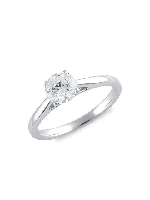 14K White Gold & 1 CT. T.W. Round-Cut Lab-Grown Diamond Solitaire Ring