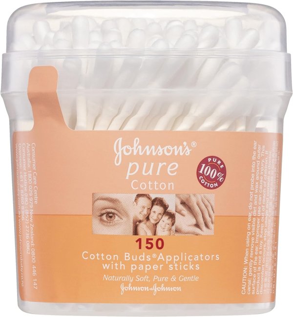 Johnson's  婴儿纯棉芽棒带纸棒 150 包150 Pack