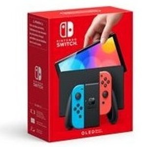 Nintendo经典红蓝Switch (modele OLED) avec manettes Joy-Con bleu neon / rouge neon