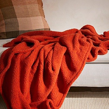 橙色长绒毛毯 130 x 150 cm