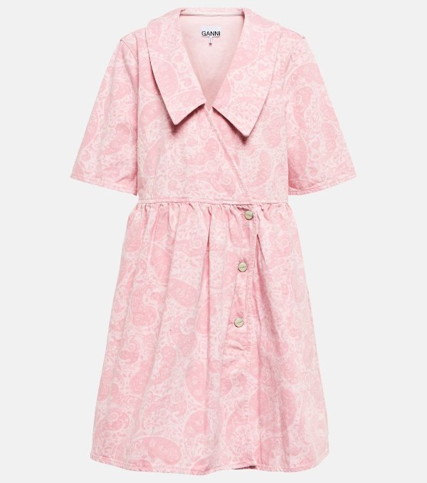 粉色 V领连衣裙