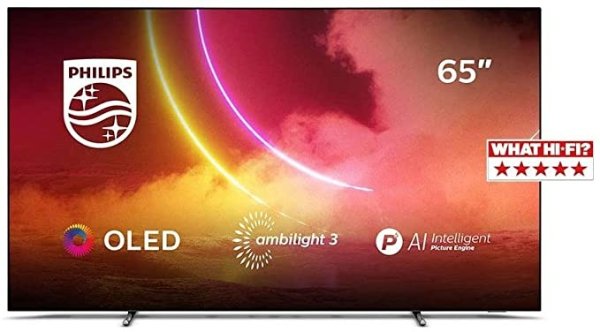 PHILIPS 65-Inch 805 Series 4K OLED 智能电视 for Netflix, YouTube and Gaming, Freesync Premium, G-Sync Compatible, HDR10+, Dolby Vision and Atmos