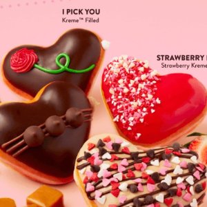 Krispy Kreme 情人节限定甜甜圈 玫瑰、爱心元素少女心满满