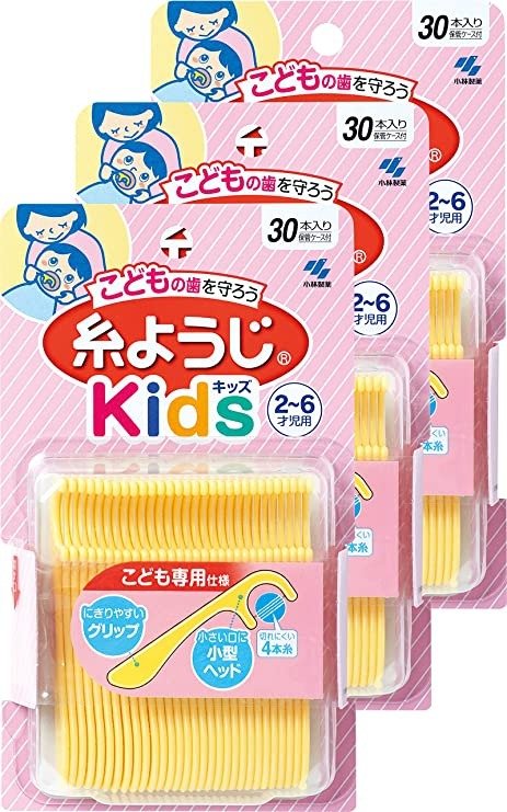 小林制药 儿童牙线棒 2岁~6岁儿童用 30根×3包