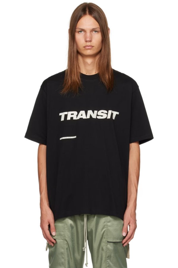黑色 'Transit' T恤