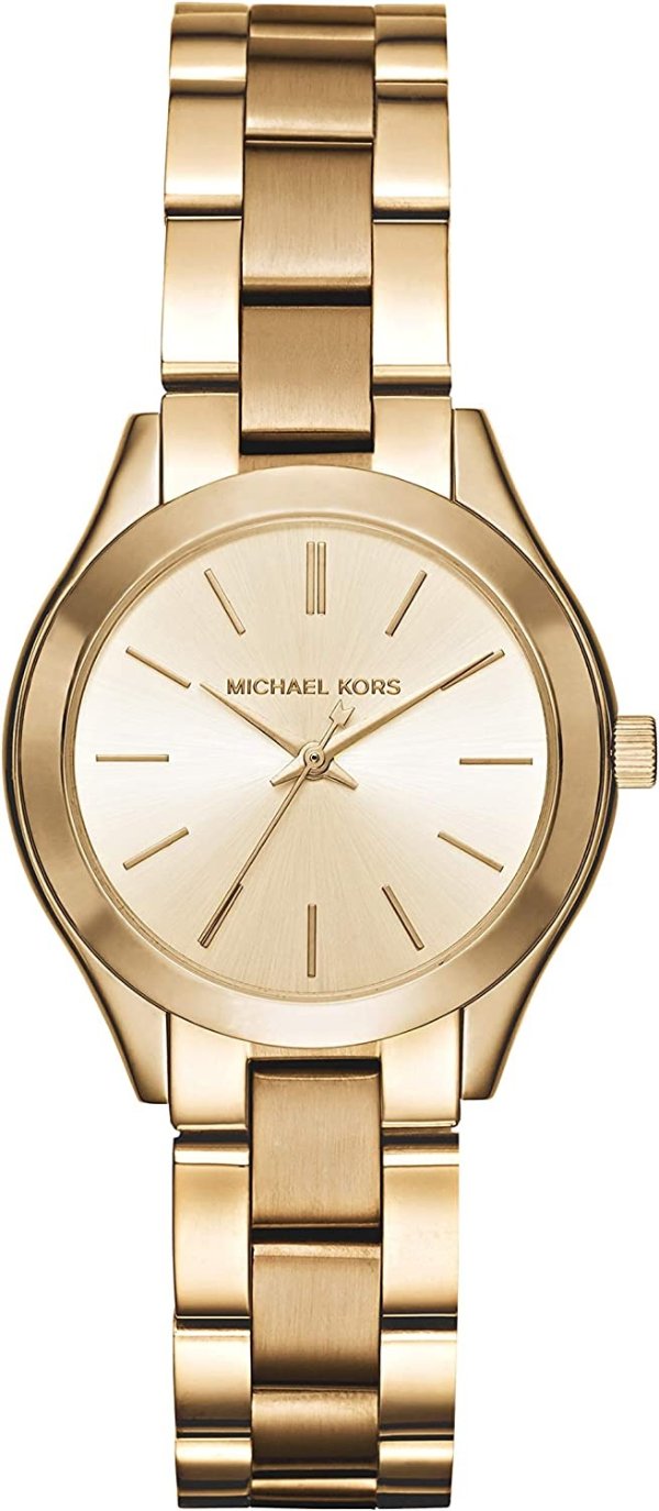 Michael Kors Damenuhr Mini Slim Runway, 33 mm Gehausegrosse, Dreizeigerwerk, Edelstahlarmband