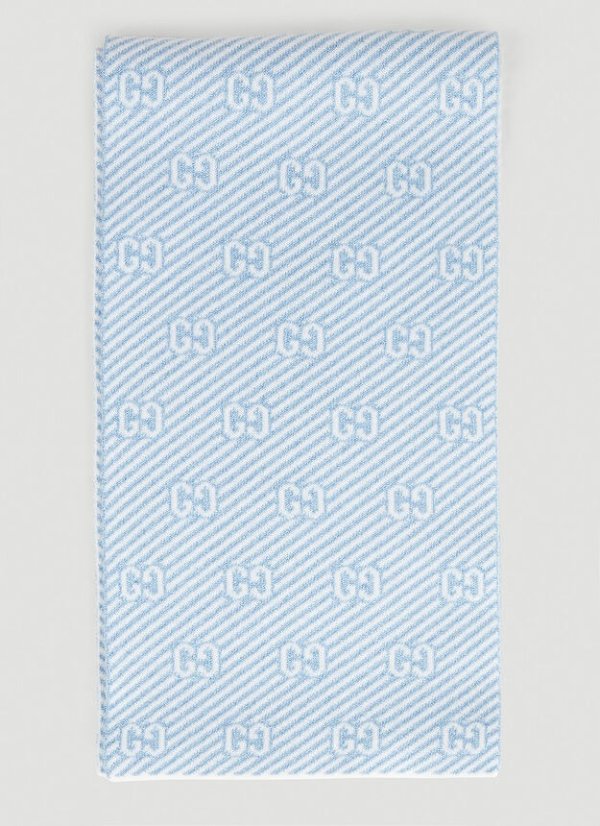 浅蓝色GG羊绒混纺围巾