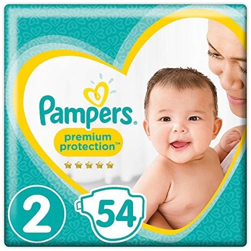 Pampers Premium Protection, Size 2 Newborn (4kg to 8kg), 54 Nappies, For unbeatable skin protection