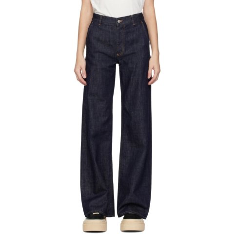 蓝色 Loose-Fit 牛仔裤