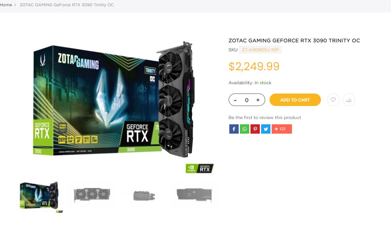 zotac gaming geforce rtx 3090 trinity oc显卡