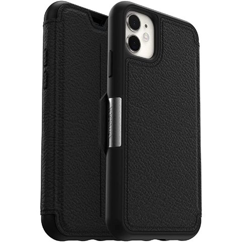 OtterBox iPhone 11Strada Hulle fur iPhone 11, stossfest, sturzsicher,Premium Lederfolio mit zwei Kartenhaltern, 3x getestet nach Militarstandard, Schwarz