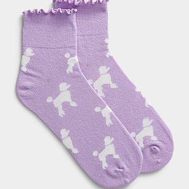 荷叶边紫色小狗袜子