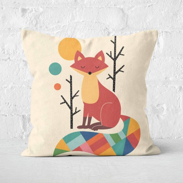 Rainbow Fox Square Cushion