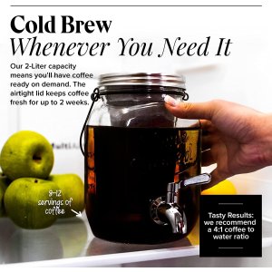 限今天：Willow & Everett 爆款Cold Brew 咖啡玻璃瓶 带不锈钢滤网