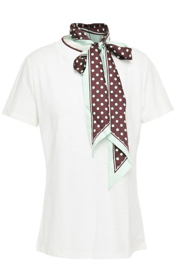Tie-neck linen丝巾短袖