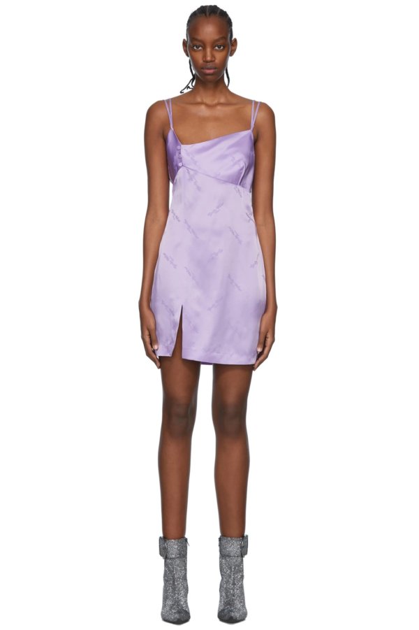 Purple Acetate Mini Dress