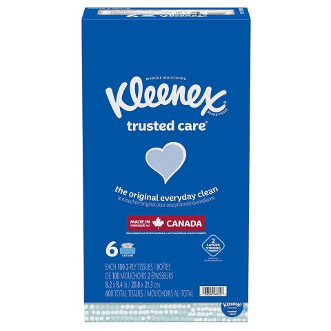 补货：Kleenex Trusted Care 抗敏2层面巾纸 100抽*6盒 柔软强韧