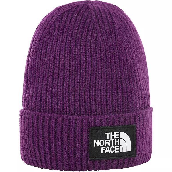 深紫色粗针毛线帽