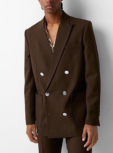 棕色宽松西装外套