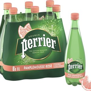 Perrier 果味气泡水巴黎水 1Lx6大瓶 桃子味