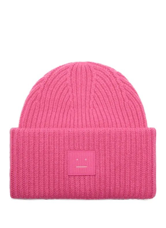 粉色笑脸毛线帽