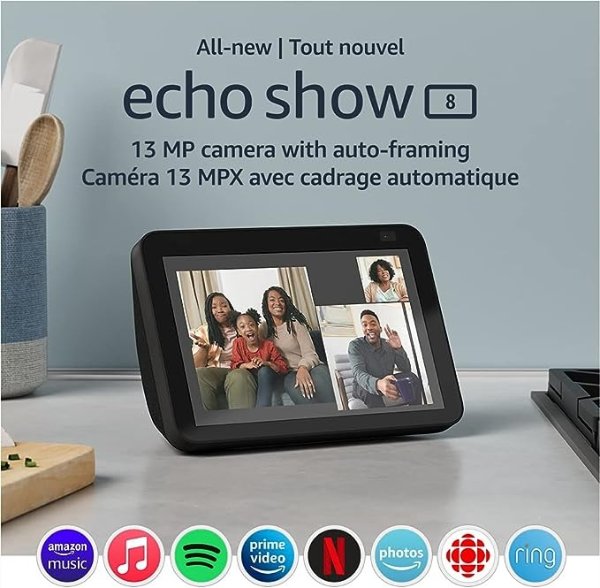 第二代 Echo Show 8 带Alexa语音助手智能屏