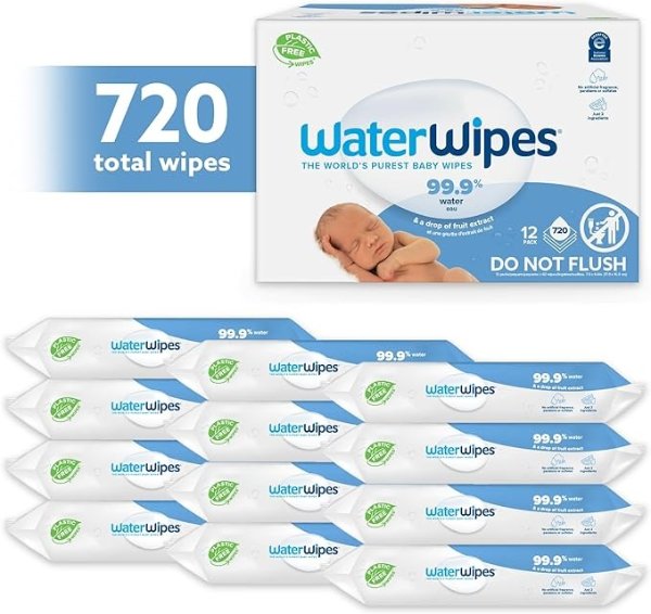 WaterWipes 婴儿湿巾，720 片（12 包）