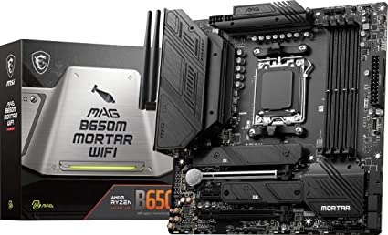 主板 MAG B650M Mortar WiFi (AMD AM5, mATX, DDR5, PCIe 4.0, M.2, SATA 6Gb/s, USB 3.2 Gen 2, HDMI/DP, Wi-Fi 6E, 支持AMD Ryzen 7000系列处理器)