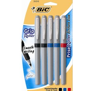 限今天：BIC Grip 精细圆珠笔5支装 3色组合 0.7mm