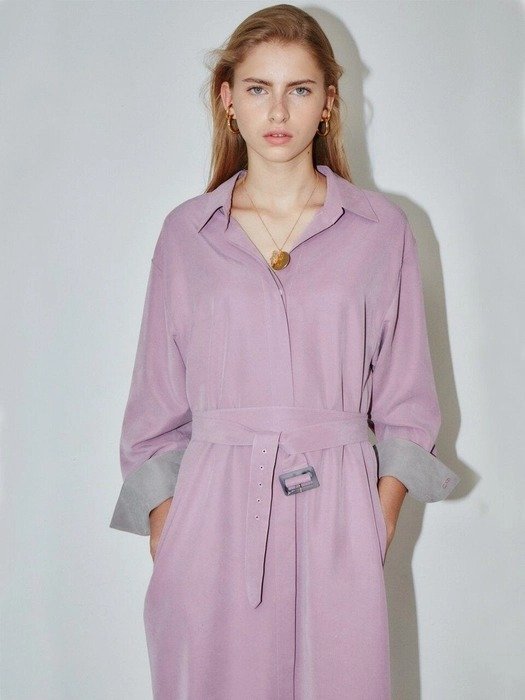 香芋紫衬衫裙