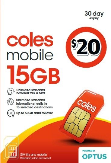 Coles Mobile 15GB流量卡