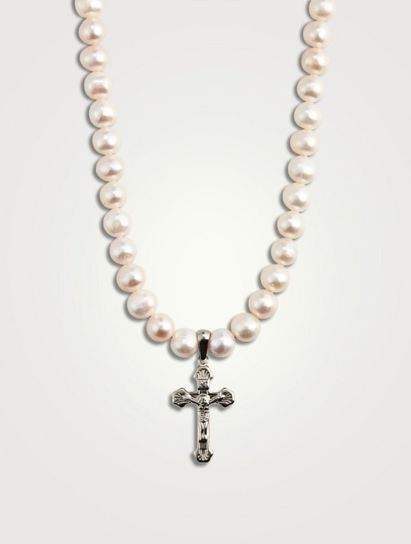 珍珠十字架项链