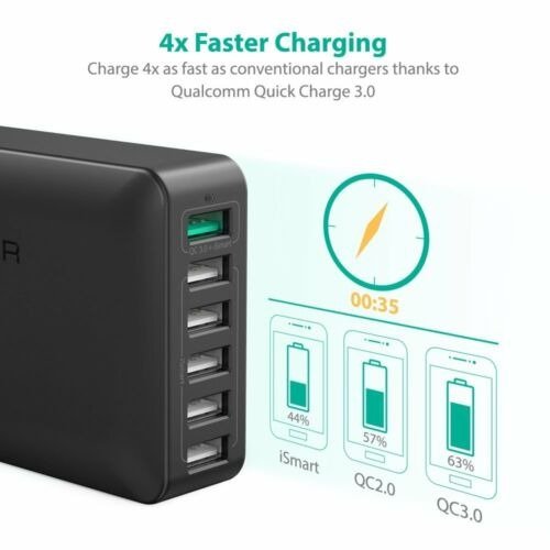 60W QC 3.0 6 USB 电源适配器