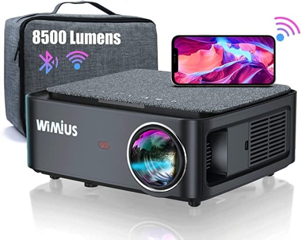 Projector, Full HD 1080P 8500 Lumens 5G WiFi 蓝牙投影仪