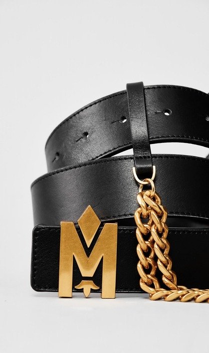 leather belt with signature buckle