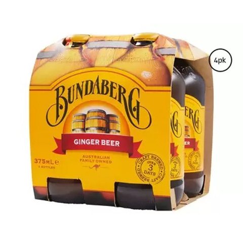 Bundaberg 姜汁气泡水4 x 375ml