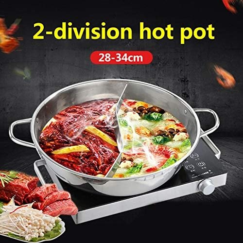 Fondue Chinoise Hot Pot en Acier Inoxydable Marmite avec Separateur