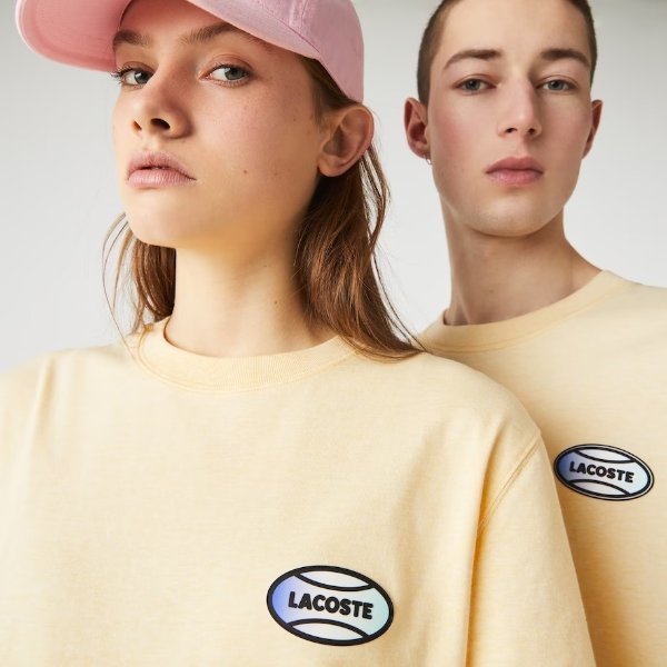 中性 Lacoste L!VE 夏季套装宽松版型斑点棉 T 恤