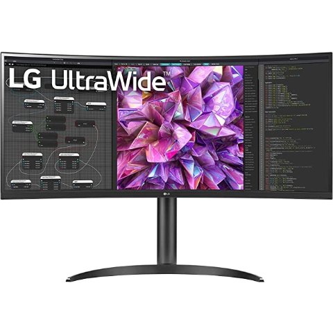 UltraWide 34WQ73A-B 34 Inch 曲面屏显示器 IPS QHD Resolution Display, HDR 10 Compatibility, Built-in KVM, and USB Type-C, Black