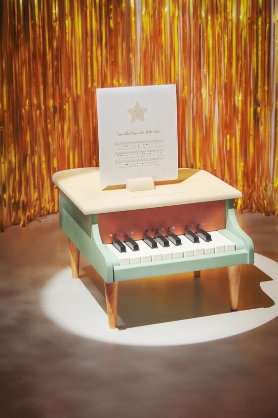 奶系木质玩具小钢琴