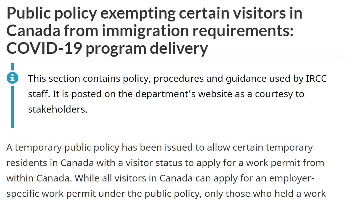 加拿大境内旅游签转工签的政策将在本月底结束