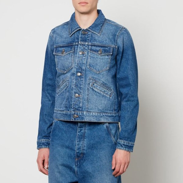 Mid-Wash Denim Trucker Jacket